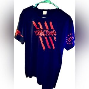 NWT Black T-Shirt Crew Neck Short Sleeve w/ Red wording: "WE THE PEOPLE"